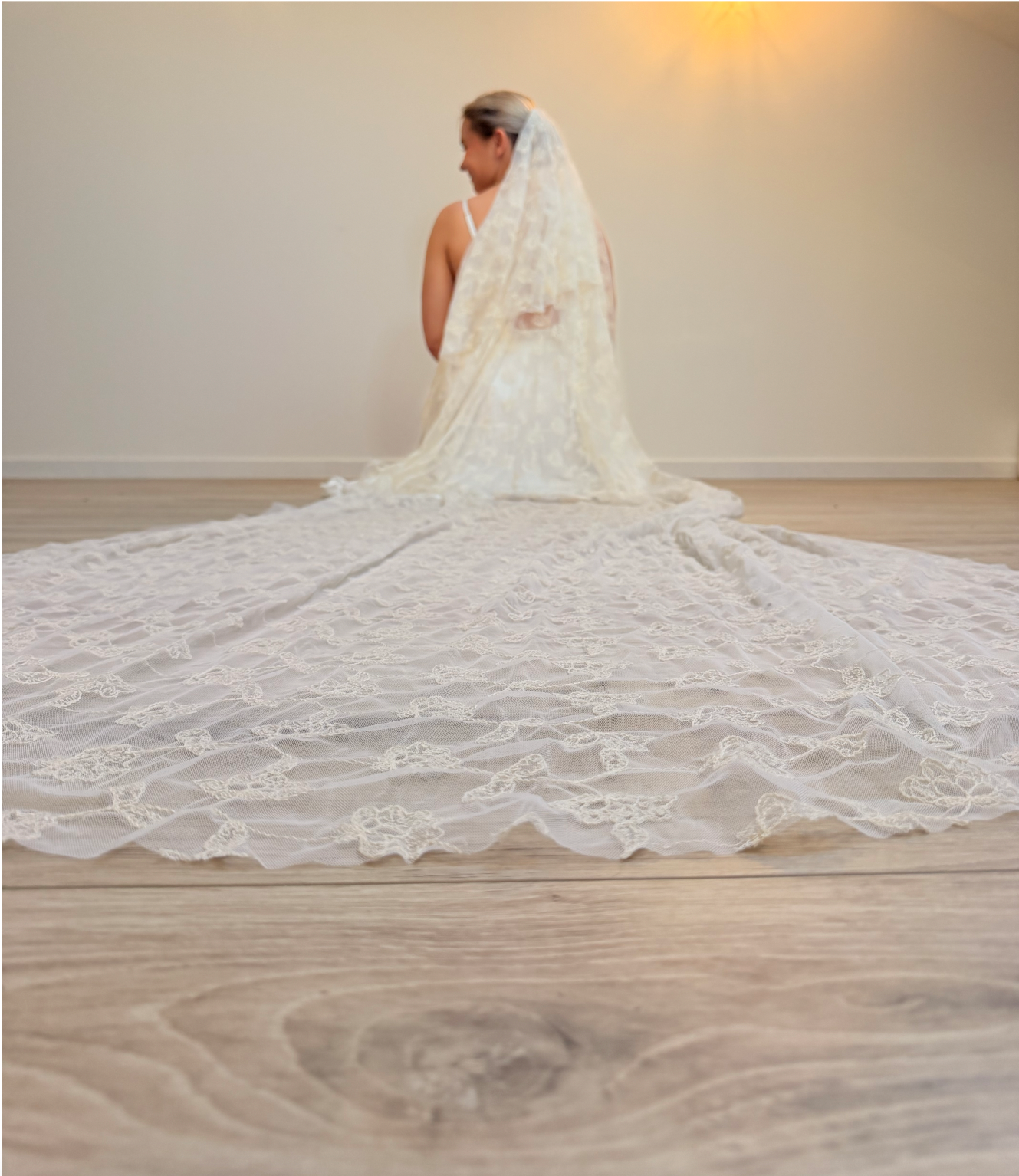 Voile brodé ecru de 3,60m